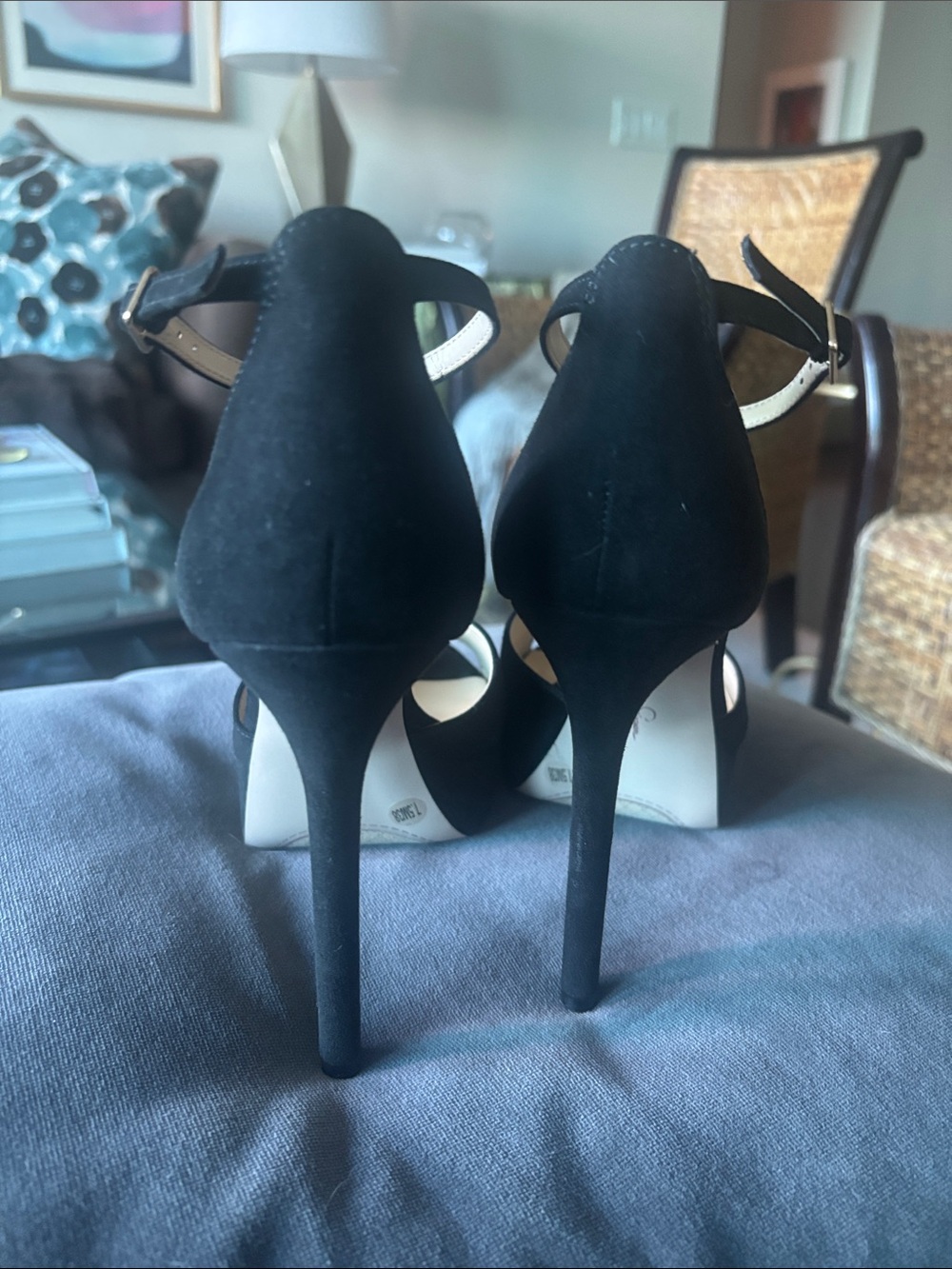 Jessica Simpson Sohilea Black Suede Platform Peep-Toe Ankle Strap Heels - Picture 4 of 5